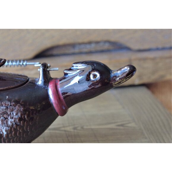 Vintage Sugar Caddy, Goose Sugar Bowl with Metal Handle, Duck with Baby - Picture 5 of 8